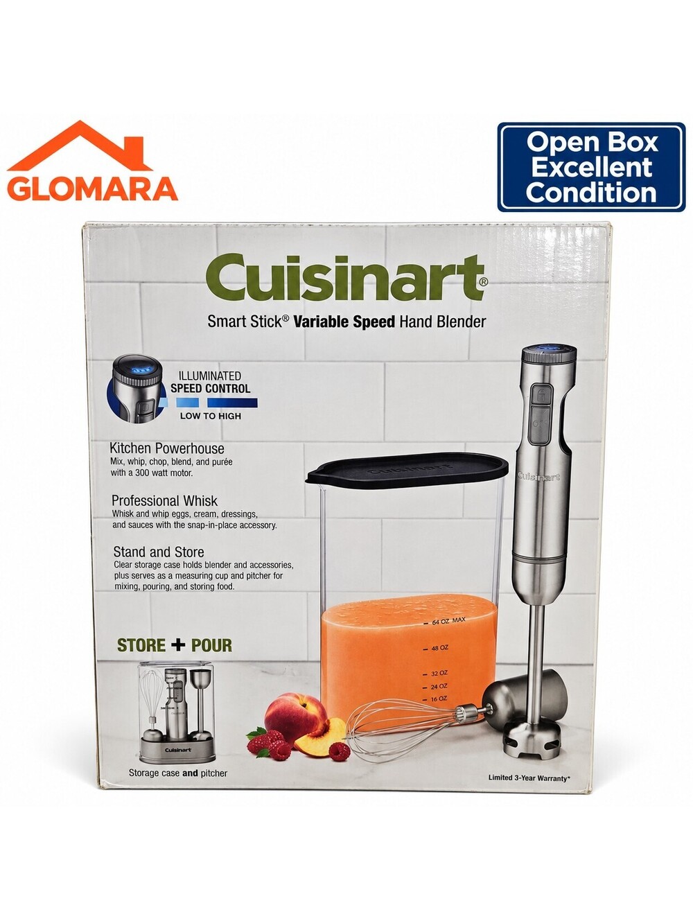 Cuisinart Smart Stick HB-800PC Variable Speed Immersion Hand Blender Whisk